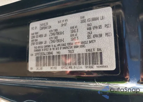 1998 Dodge Ram 2500 St из США, поврежденный, VIN 1B7KF23D3WJ138846